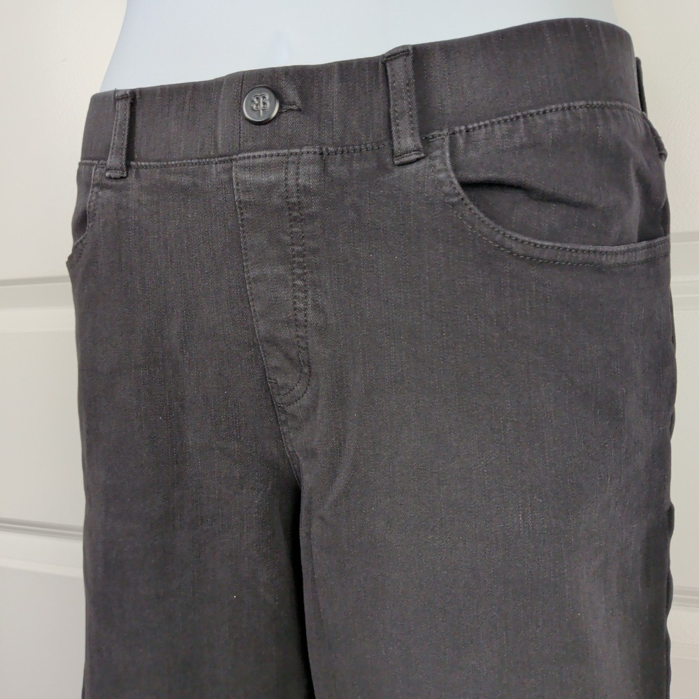 Betabrand Dress Pant Yoga Denim Pants Black Wide Leg Pull On Trousers Large